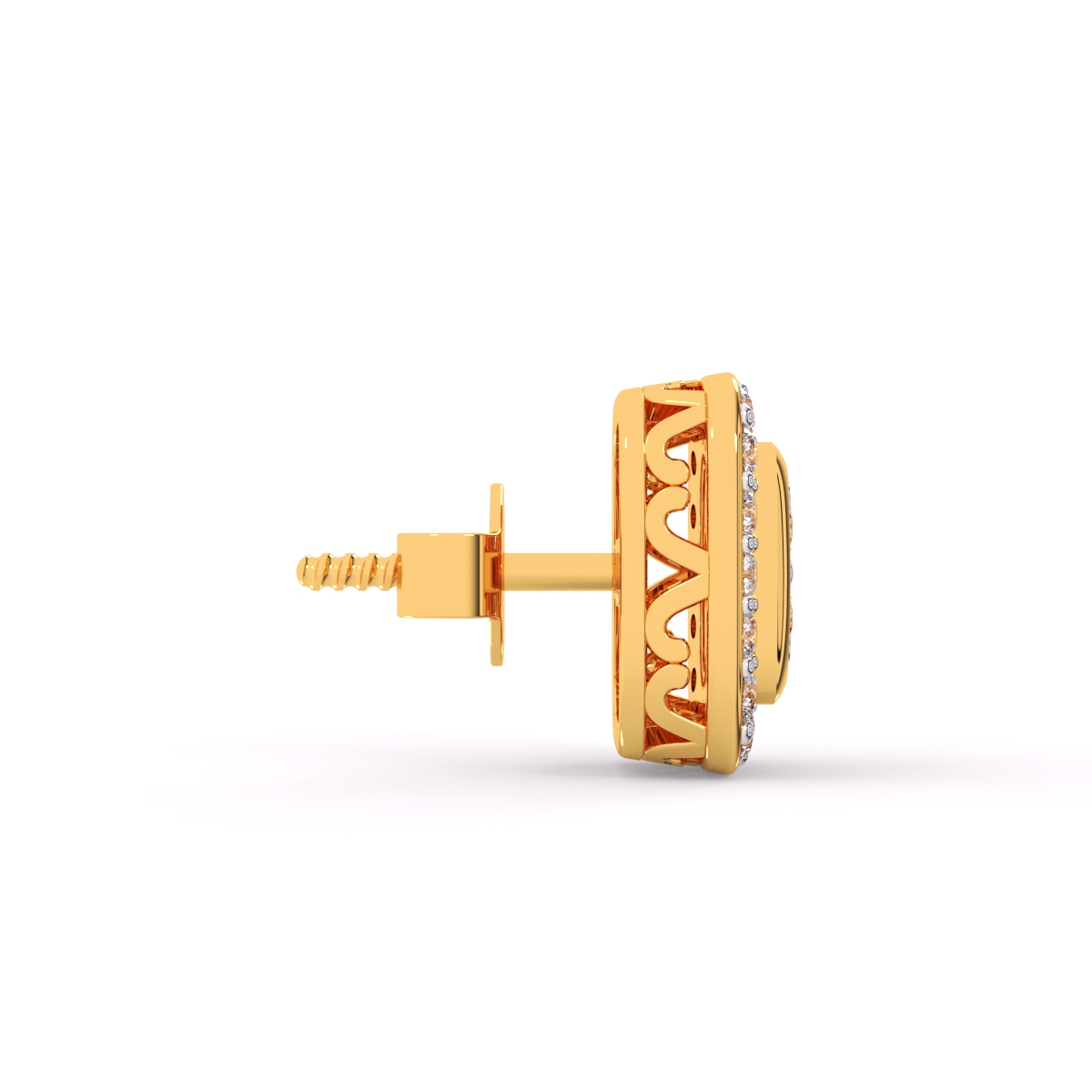 Classic Square Shaped Round Diamond Earrings